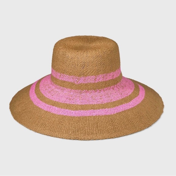 Stylish Tan and Pink Women's Sun Hat - Picture 1 of 6